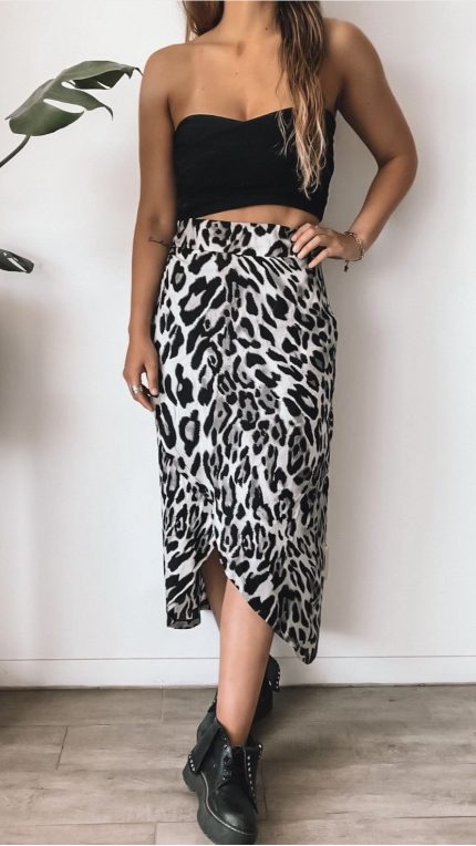 Falda leopardo gris