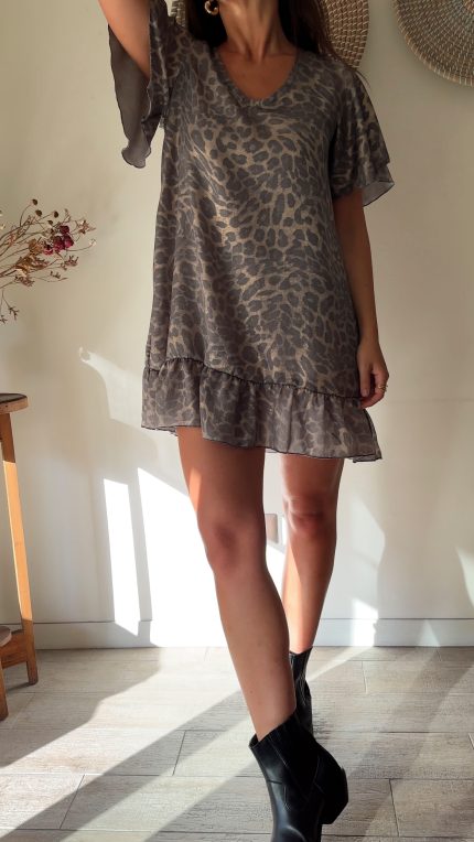 Mini vestido leopardo vuelos